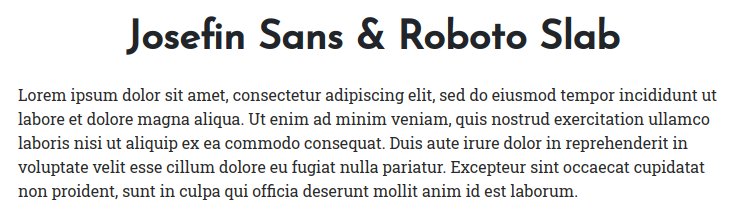 Fonts For Websites Beauty Josefin Sans Roboto Slab