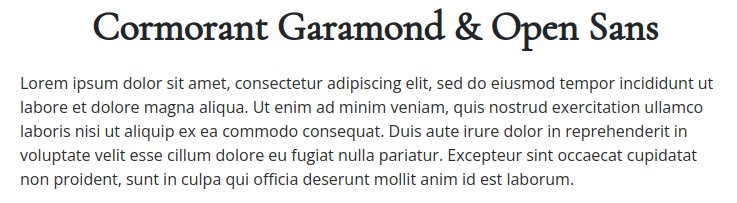 Fonts For Websites Hotels B Bs Cormorant Garamond Open Sans