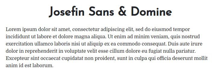 Fonts For Websites Bar Club Josefin Sans Domine