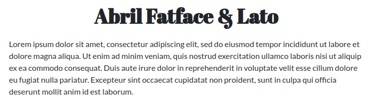 Fonts For Websites Food Drinks Abril Fatface Lato