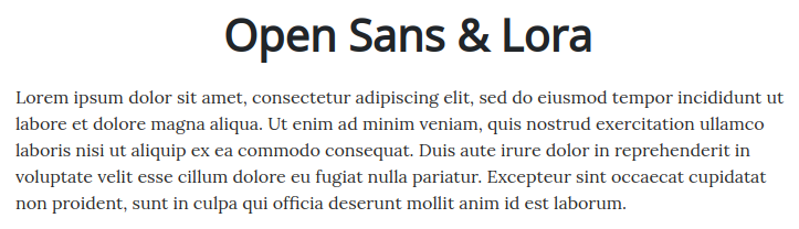 Fonts For Websites Food Drinks Open Sans Lora