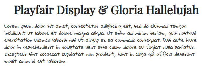 Fonts For Websites Kids Babies Playfair Display Gloria Hallelujah